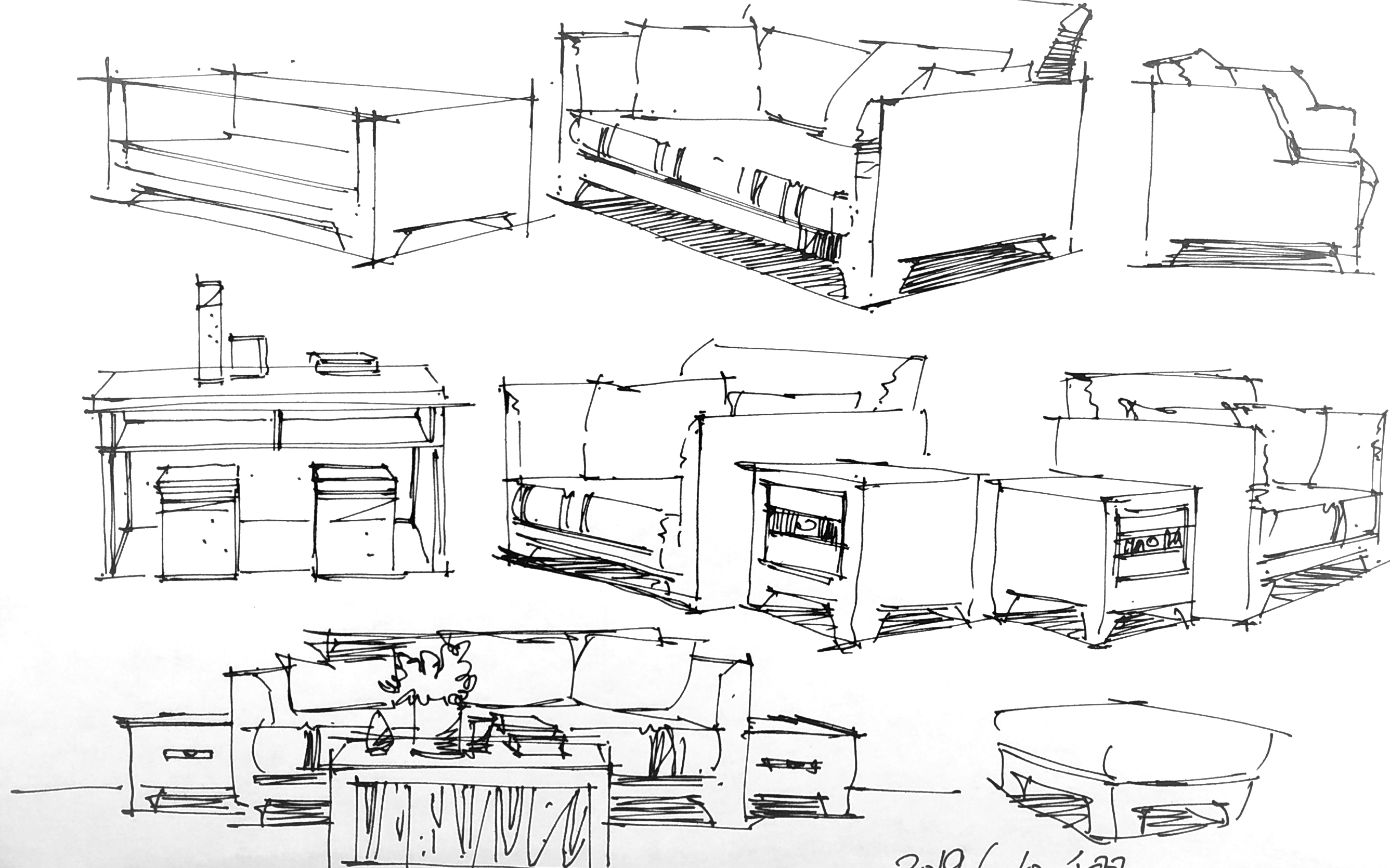 20190610_105412家具组合单体室内手绘效果图绘制单体家具小品创意