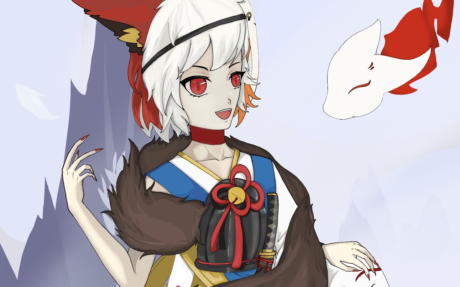 【画吧】非专业画一只白藏主,线稿笔刷用的是钢笔.视频有点长