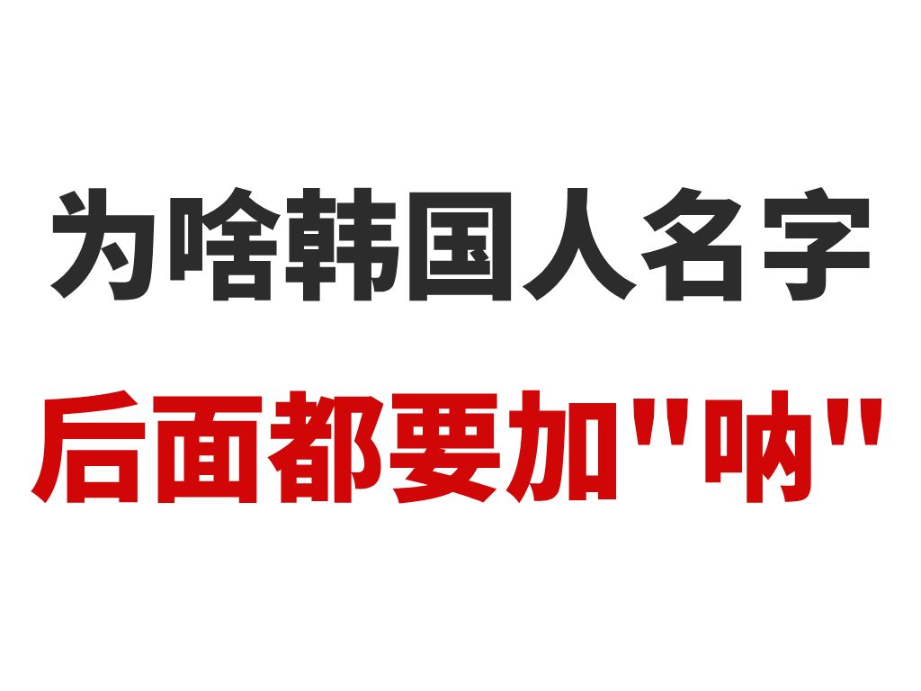 【韩语】为啥韩国人名字后面都要加“呐”?哔哩哔哩bilibili