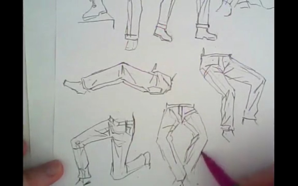 【速写】画裤子褶皱的几个简易例子