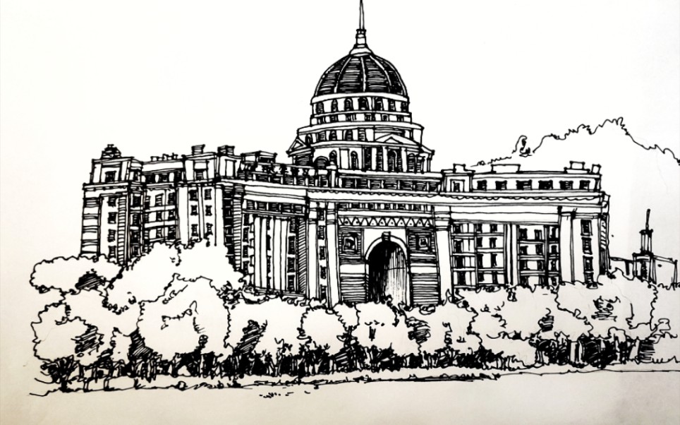 风景速写写生过程