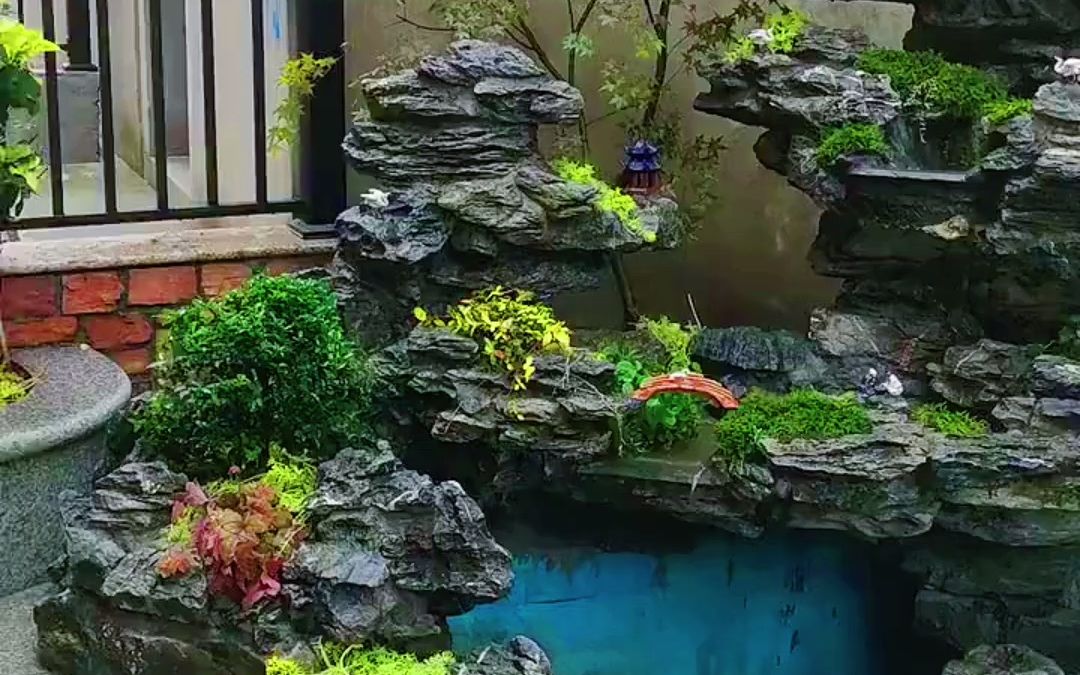 小院也能生机盎然!农村庭院假山景观,重风水的都安排上了!