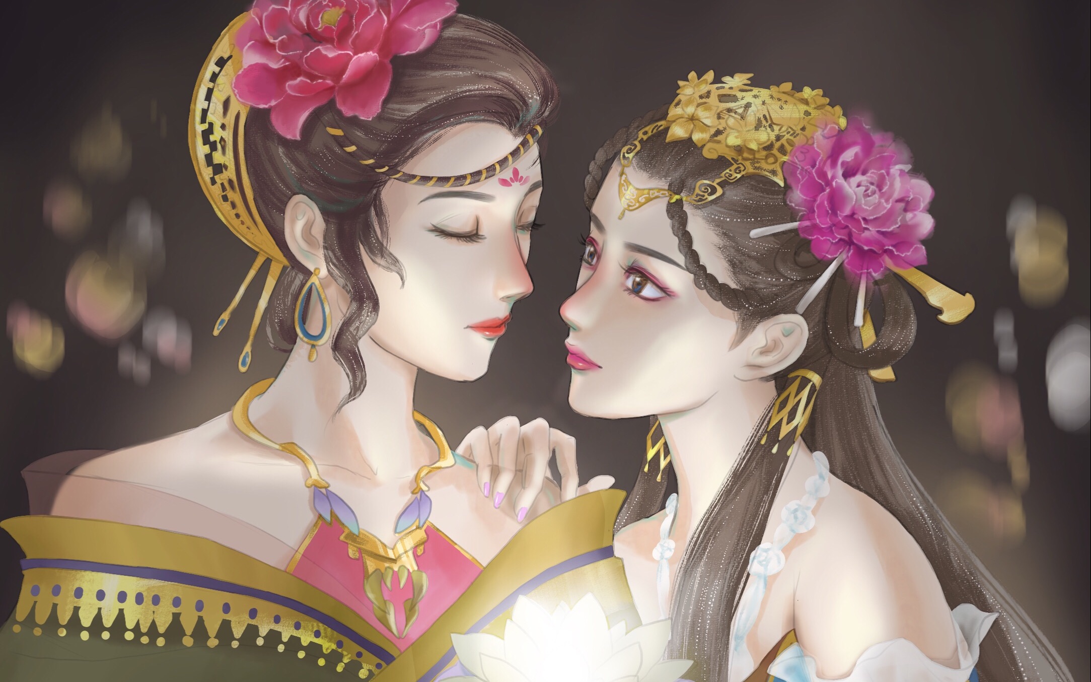 ipad绘画～秦时明月花影姐妹花插画绘制过程_哔哩哔哩_bilibili