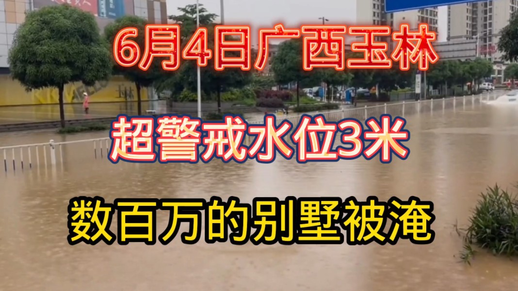 6月4日广西玉林暴雨超警戒水位3米数百万的别墅被淹哔哩哔哩bilibili