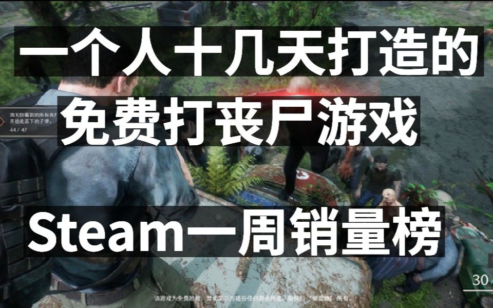 [图]一个人十几天打造的免费打丧尸游戏，steam一周销量排行，黑道圣徒重启做至少3个DLC