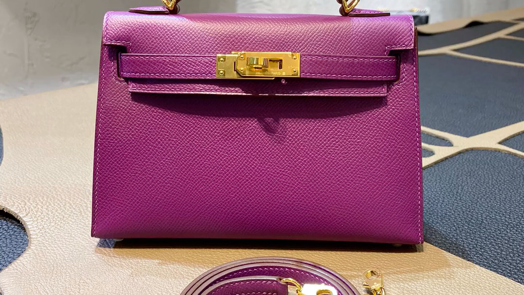 hermes mini kelly 二代  爱马仕mini kelly二代 海葵紫 金扣