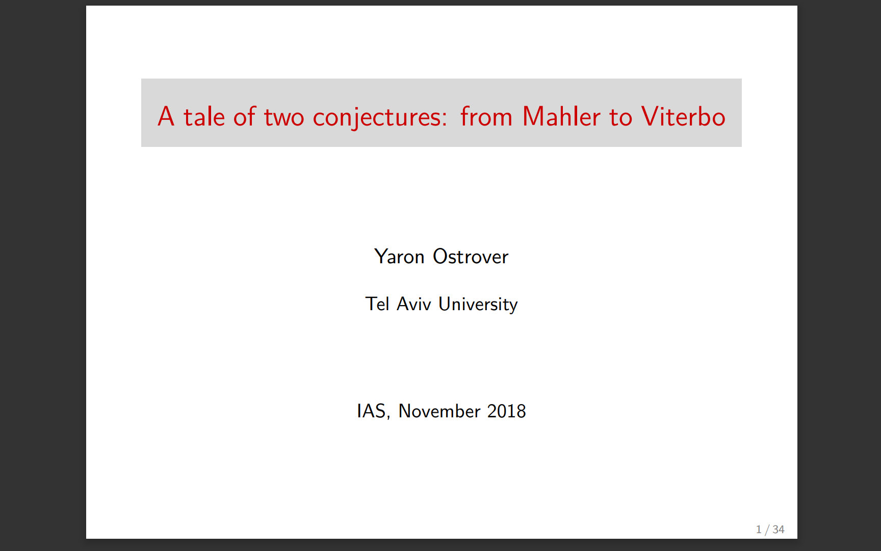 Yaron Ostrover:两个猜想的故事:从Mahler到Viterbo(Symplectic Measurements)哔哩哔哩bilibili