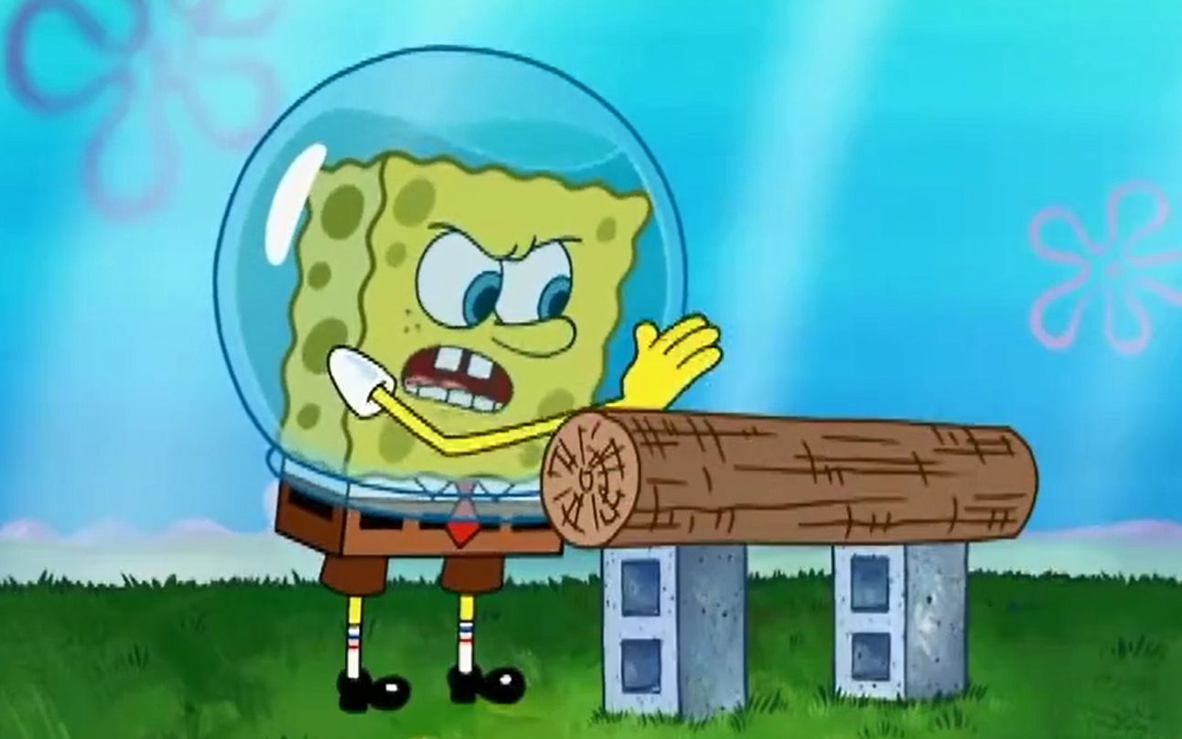 海绵宝宝空手道考级,单手劈开木头,简直"小菜一碟"!