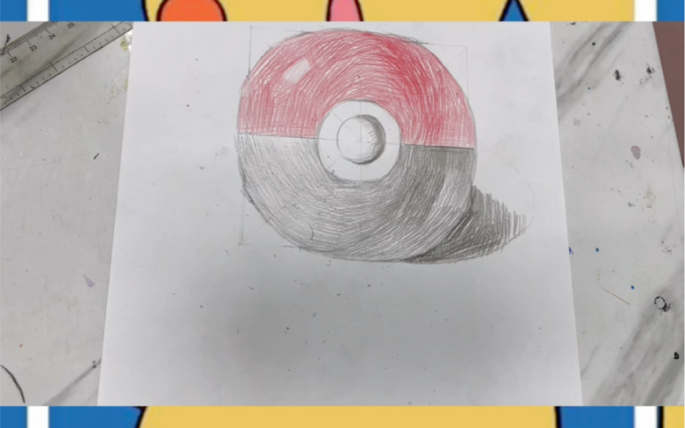 创意素描精灵球