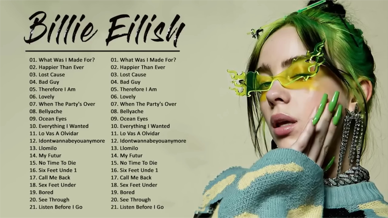 [图]BillieEilish歌曲播放列表 2024年最佳歌曲集 史上最热门歌曲