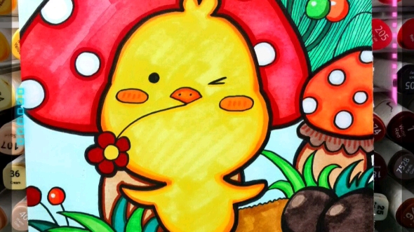 一起来画画吧,水彩卡通小鸡仔就很棒哦!