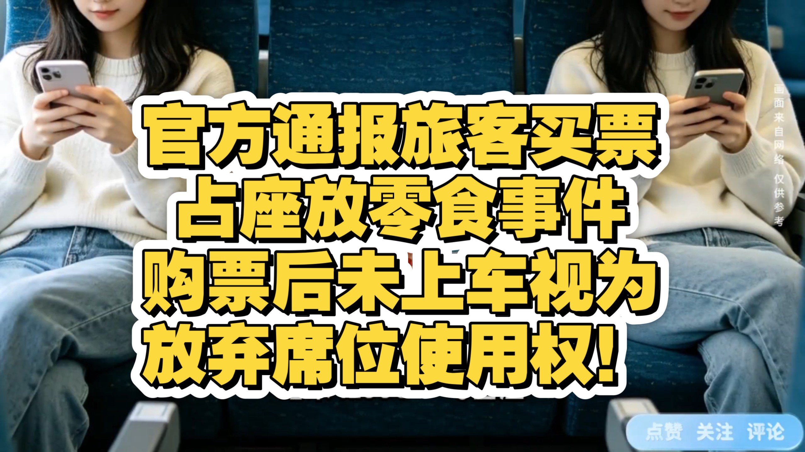 官方通报旅客买票占座放零食事件:购票后未上车视为放弃席位使用权！