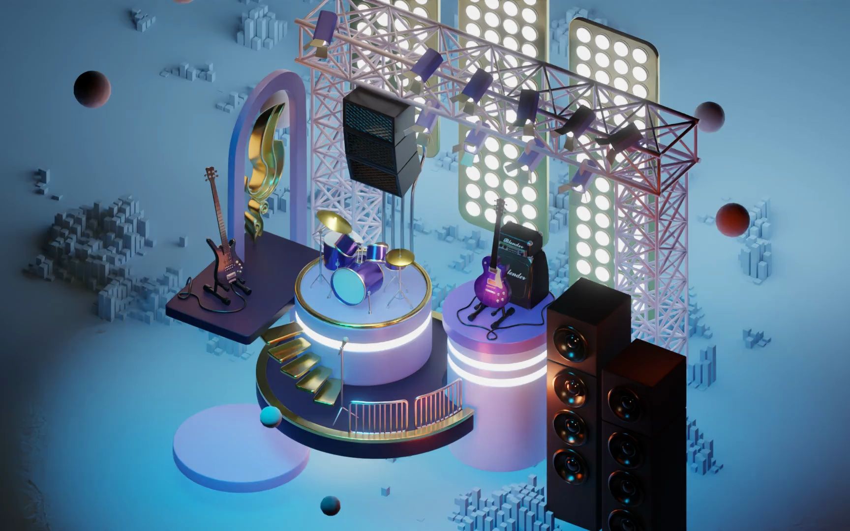 【blender】打光练习-炫酷音乐舞台造景