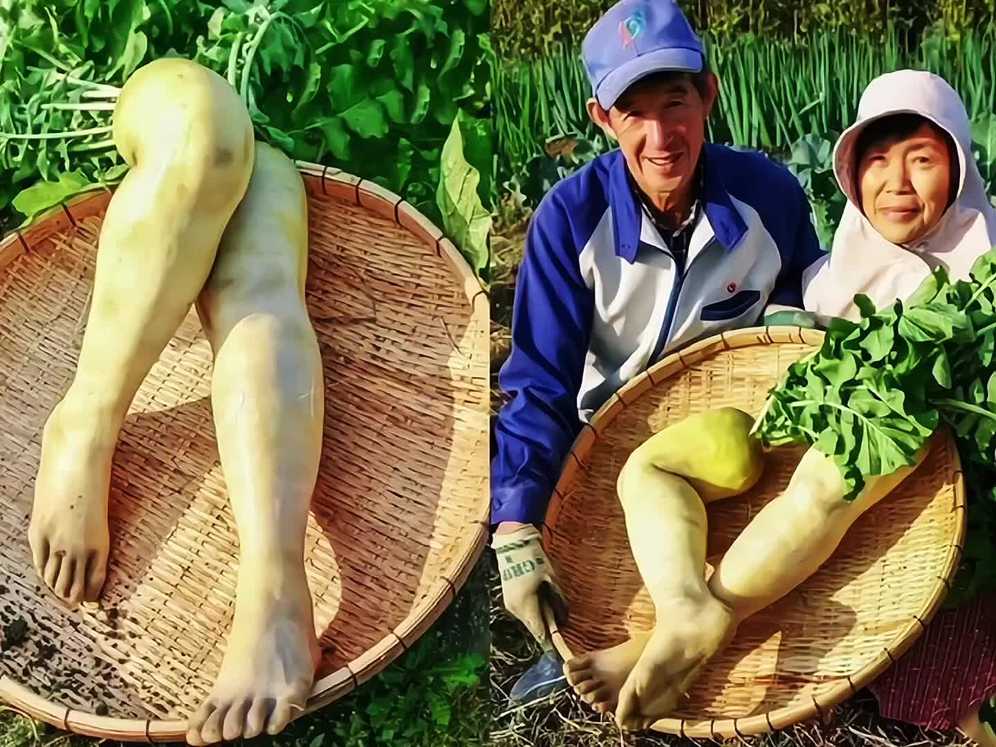 萝卜地里发生了一件怪事,竟然挖出了一条人腿形状的萝卜