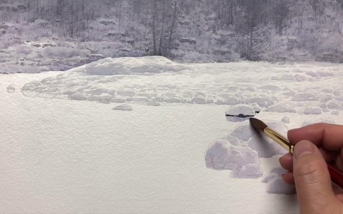 [图]今晚我们一起画雪吧❄️水彩雪黄有维水彩黄有维水彩课