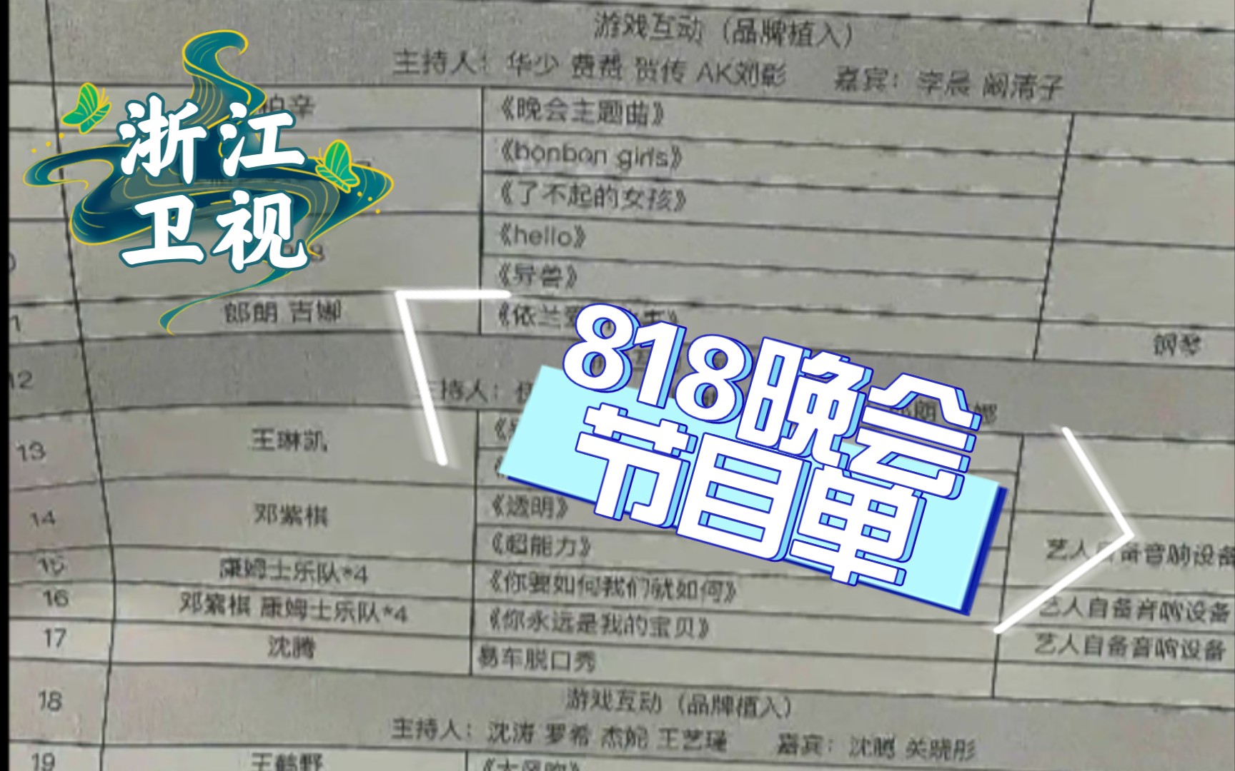 【浙江卫视818晚会】浙江卫视2021年818晚会节目单哔哩哔哩bilibili