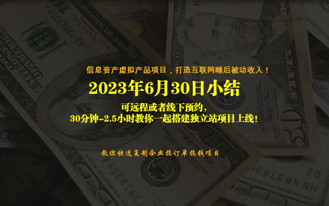 2023年6月30日小结,可远程或者线下预约,30分钟2.5小时帮你一起搭建独立站项目上线!哔哩哔哩bilibili