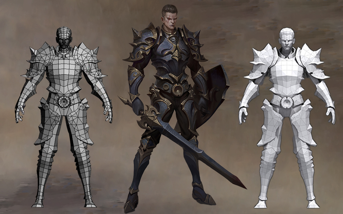 【3dmax建模】3d游戏人物盔甲制作演示,男性盔甲建模案例讲解