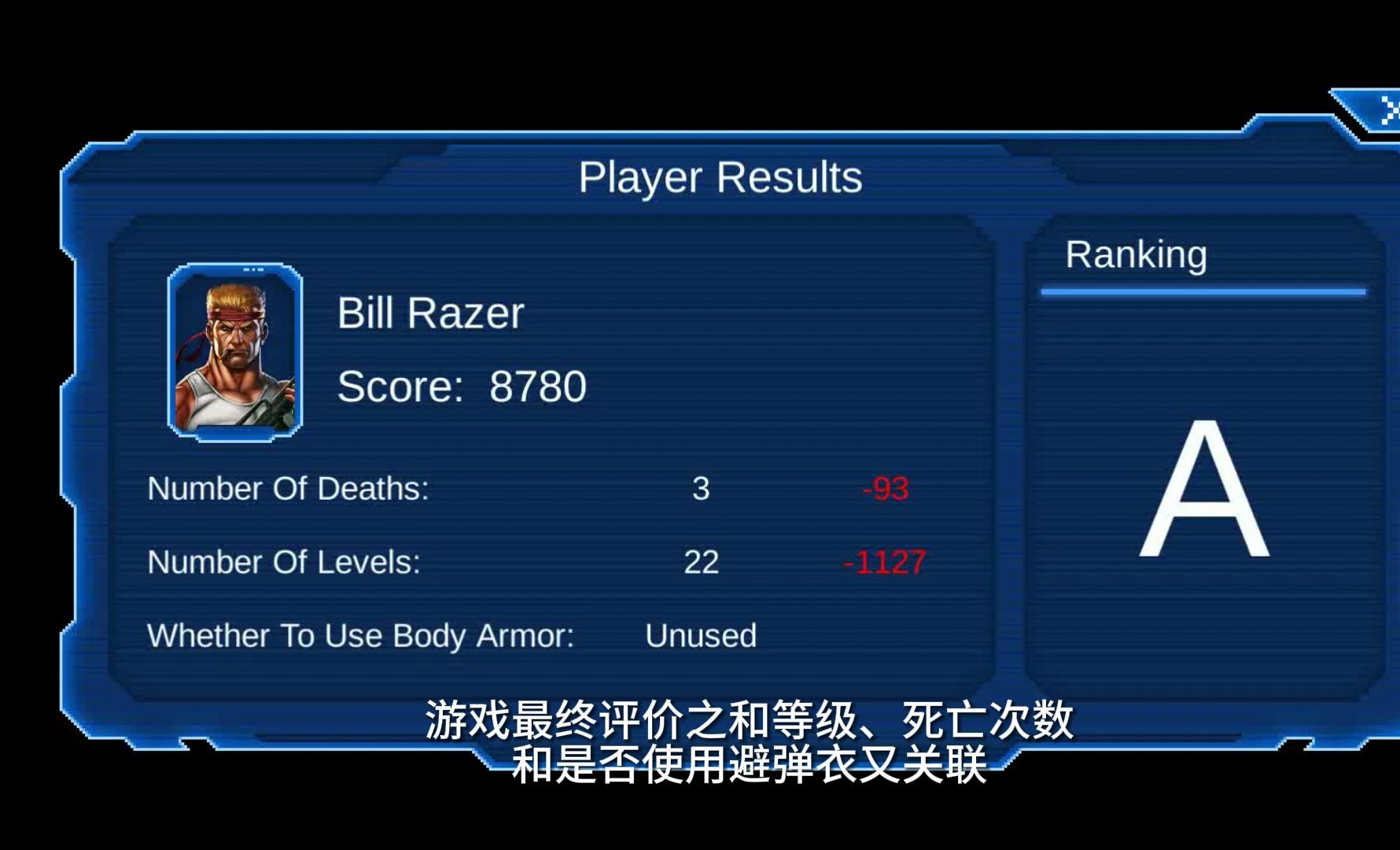 魂斗罗重制比尔与兰斯,最终评价系统.