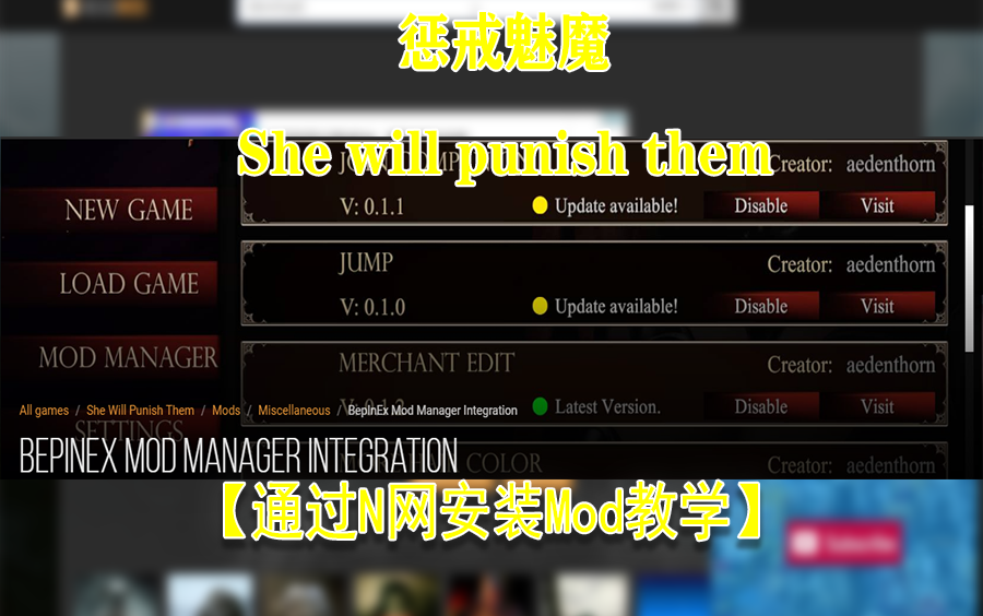 【通过N网安装Mod教学】惩戒魅魔 She will punish them单机游戏热门视频