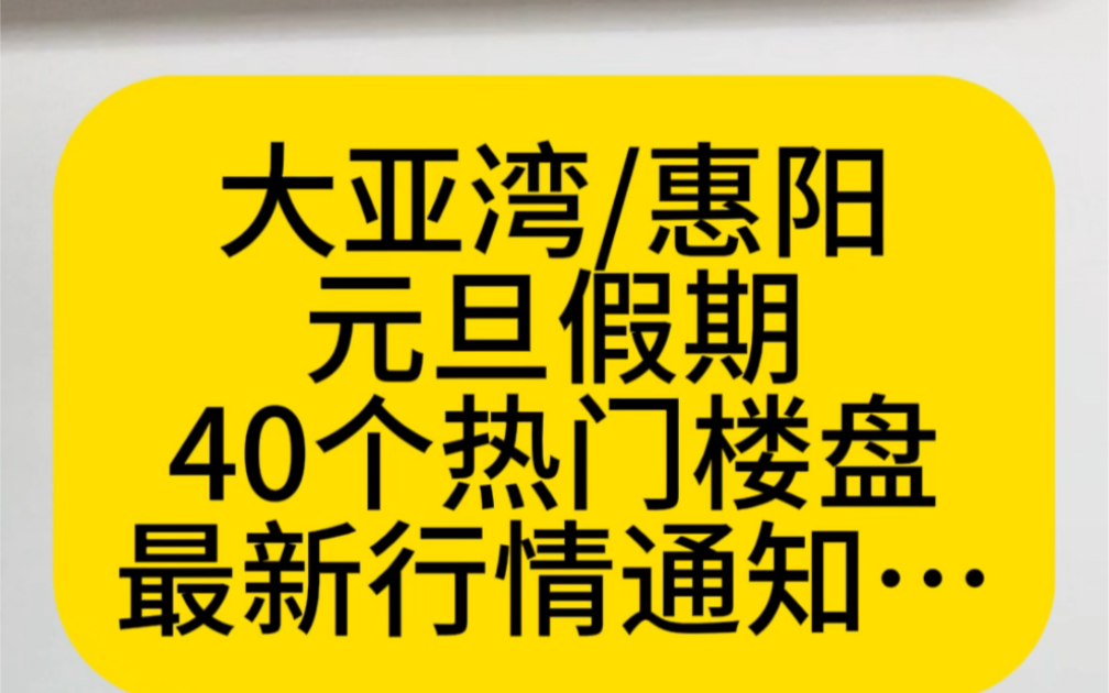 大亚湾,惠阳,元旦假期,40个热门楼盘,最新行情通知哔哩哔哩bilibili