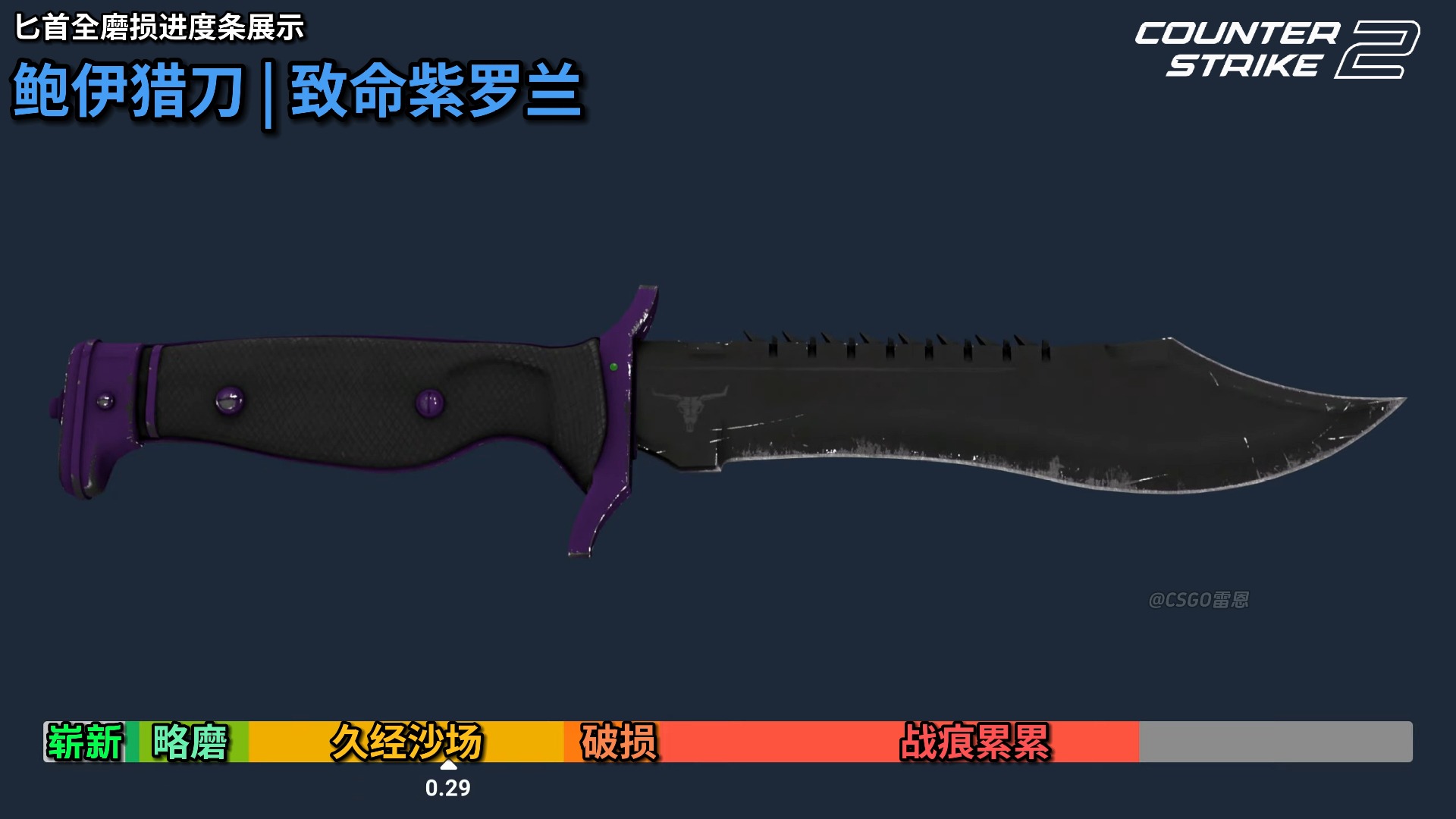 【CS2】鲍伊猎刀 | 致命紫罗兰 全部磨损展示 崭新出厂~战痕累累-CSGO雷恩-CSGO雷恩-哔哩哔哩视频