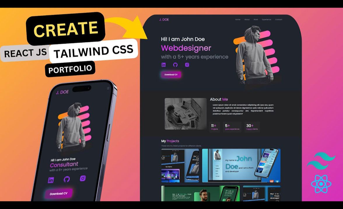 如何使用 Tailwind CSS 制作 React JS 作品集网站哔哩哔哩bilibili