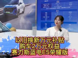 Download Video: 购买赛力斯蓝电E5荣耀版，等你来以旧换新补贴1万元，还有2万元的权益哦，0首付，月供1900+，就可以把蓝电E5带回家，点击头像了解更多购车优惠哦 #0首付购车