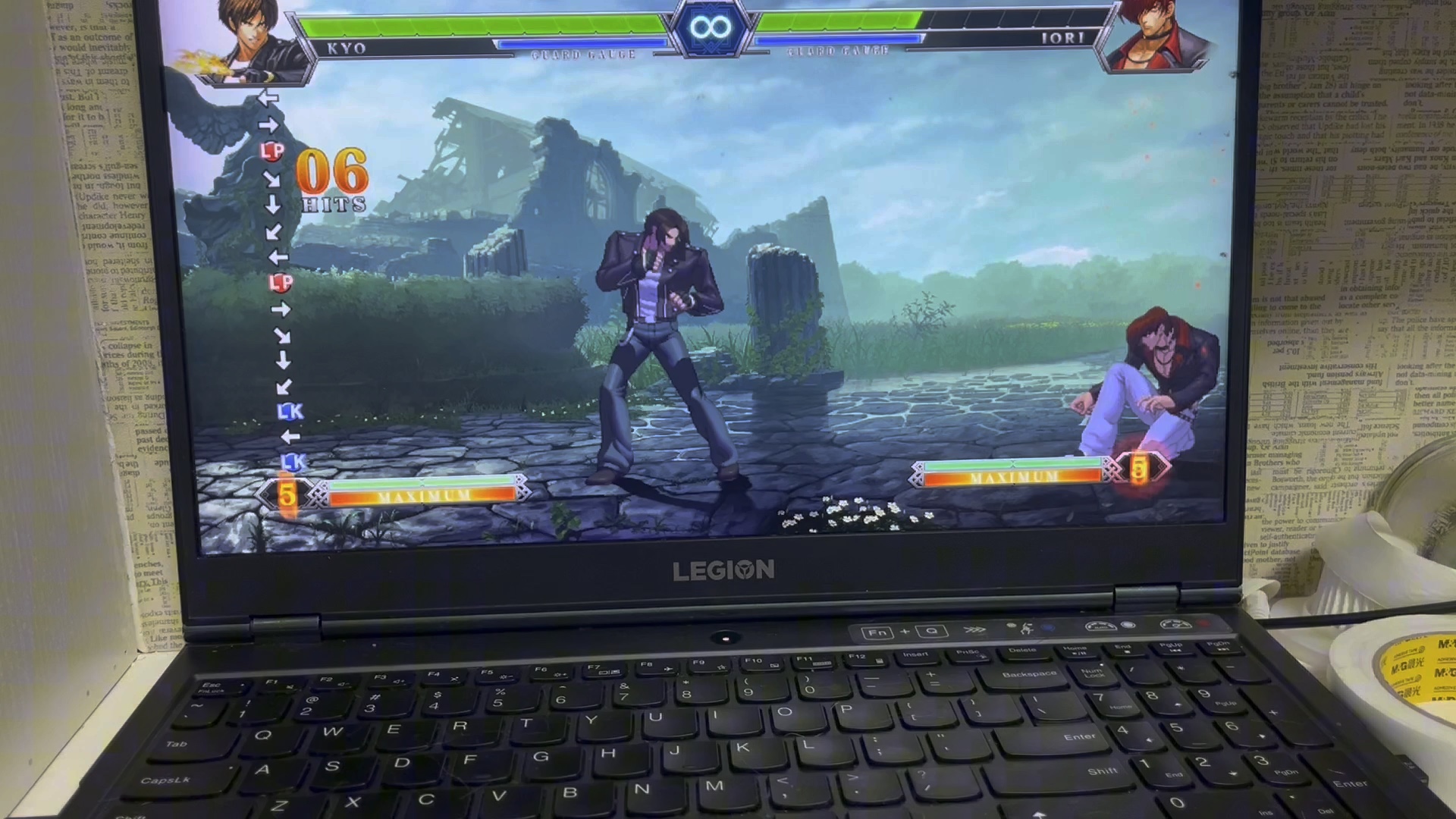 用笔记本电脑玩拳皇13 波草非bc简单入门连段,0气 1气 2气的部分连段