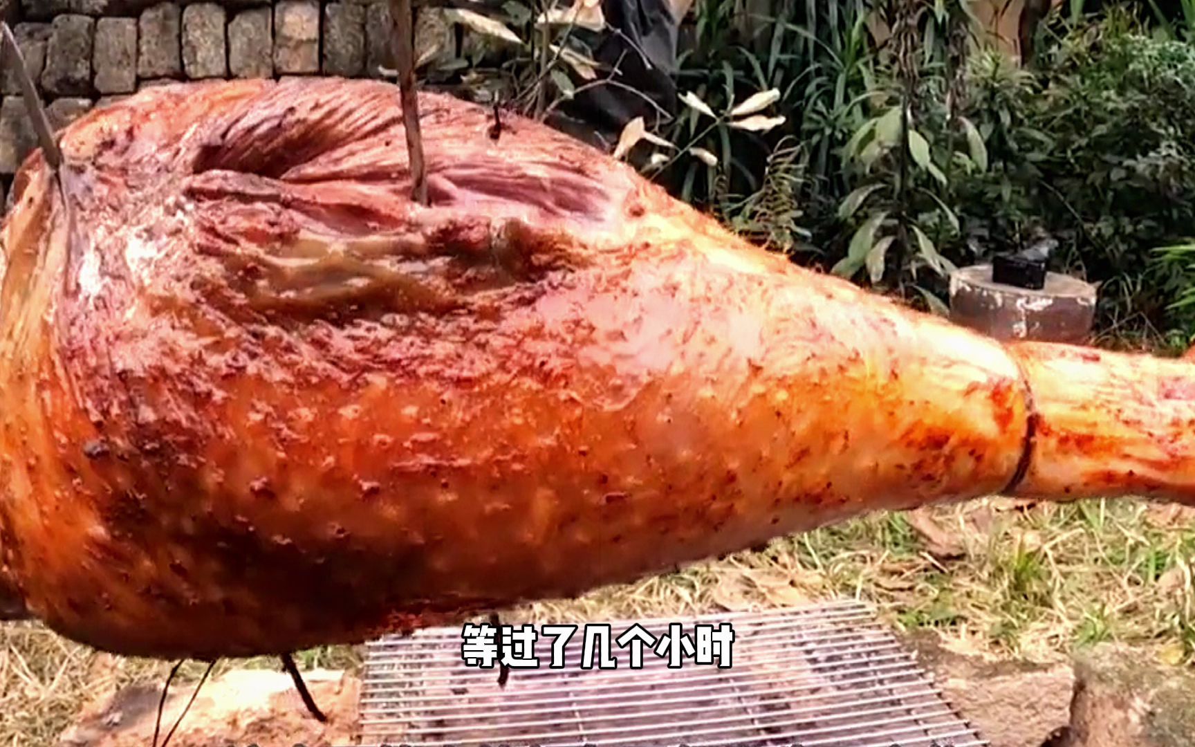 小伙给家人吃鸵鸟腿村里人看了直羡慕