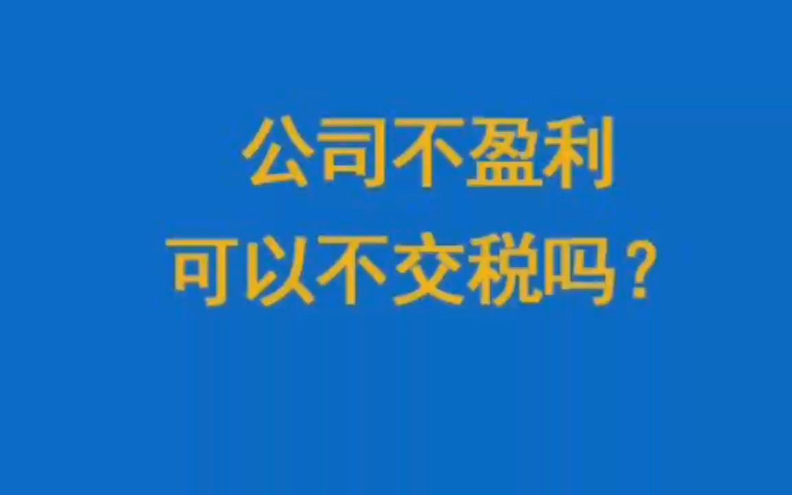 公司不盈利可以不交税吗?哔哩哔哩bilibili