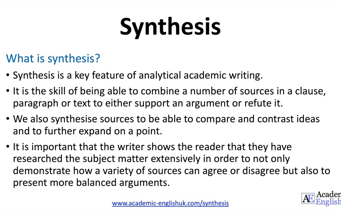 [图]【Youtube搬运】Academic Synthesis. How to synthesise academic sources