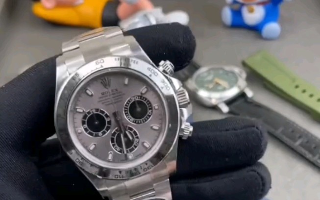 广州天花板劳力士白金灰钢迪通拿手表细节做工讲解评测