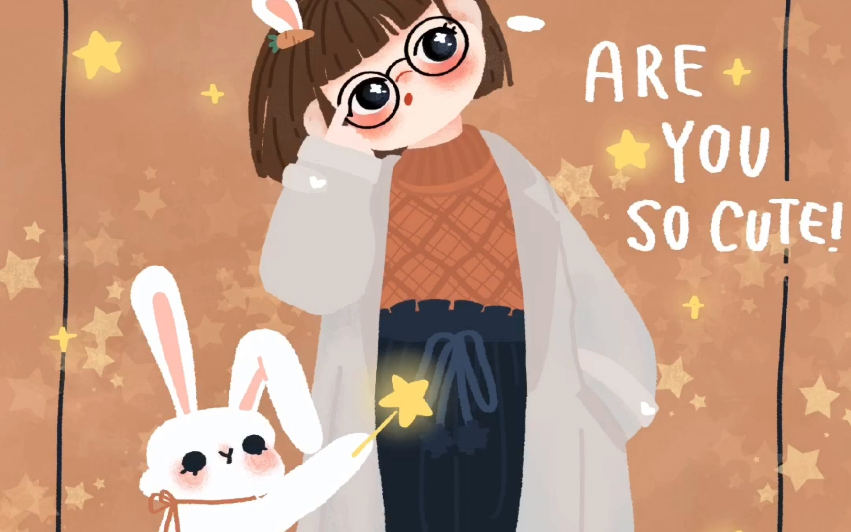 一个关于procreate画卡通娃娃小兔子头像的录屏过程,壁纸同步_哔哩