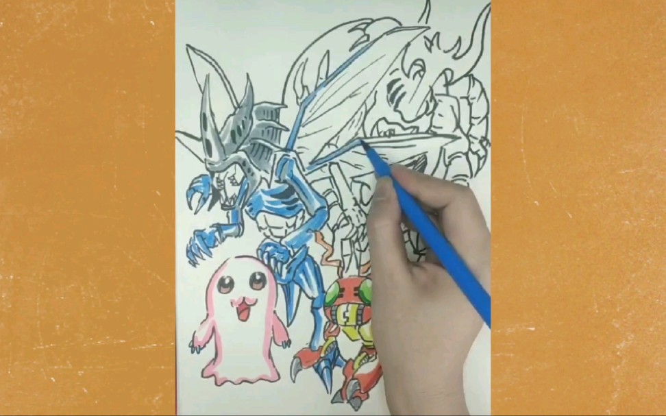 简笔画数码宝贝甲虫兽进化过程_哔哩哔哩 (゜-゜)つロ 干杯~-bilibili