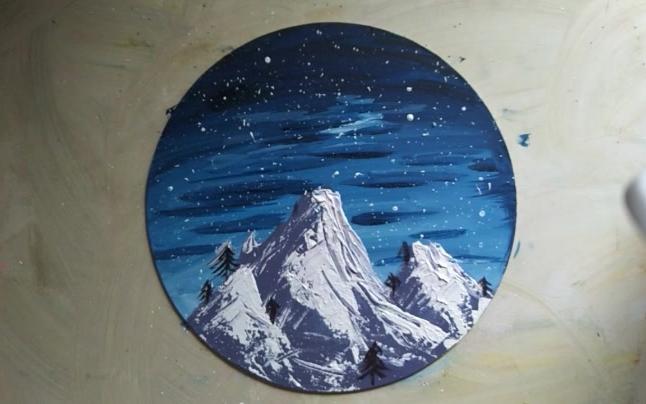 超简单星空雪山画法,即学即画哔哩哔哩bilibili