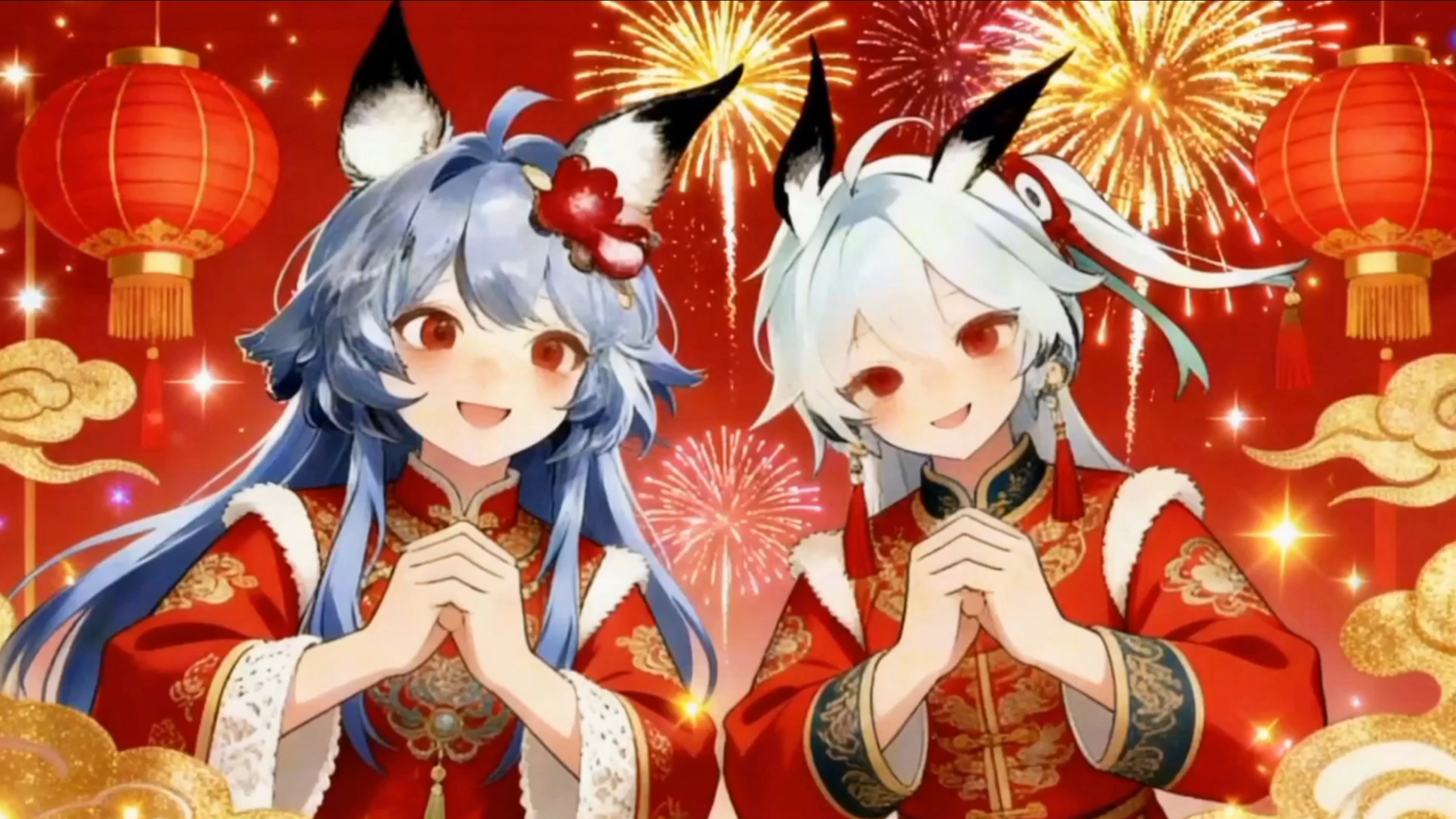 22娘和33娘提前祝大家春节快乐了