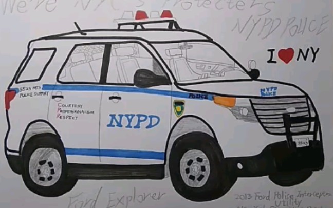 手绘NYPD2013款福特探险者警车,画的可能不好,不喜勿喷哔哩哔哩bilibili