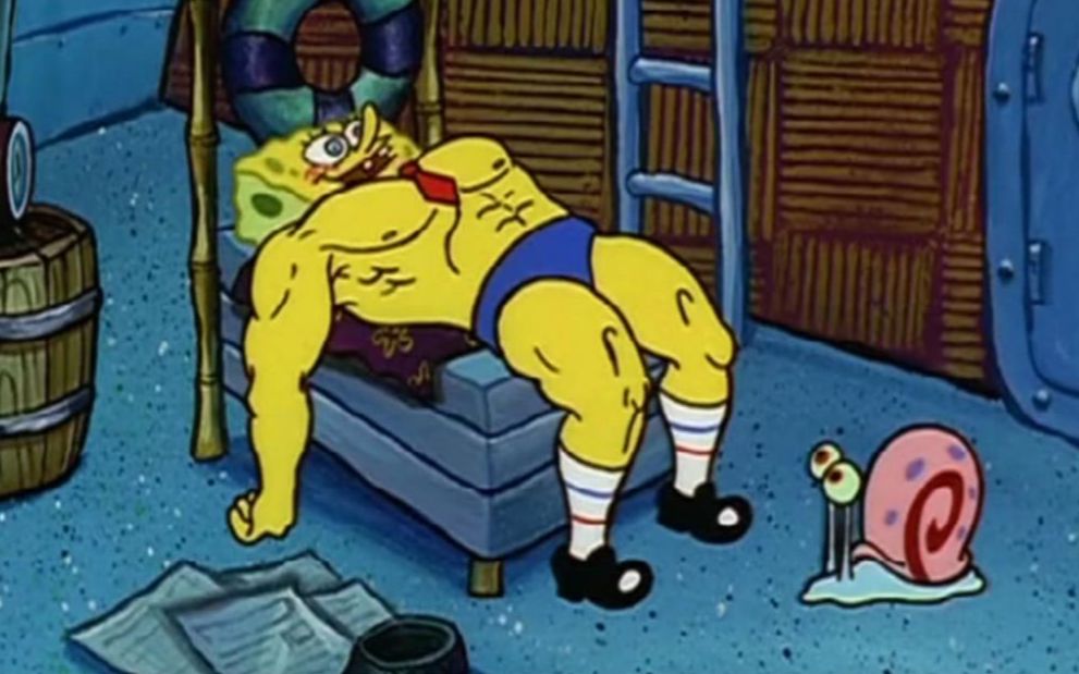 海绵宝宝迷上健身满身都是肌肉真是一个大块头