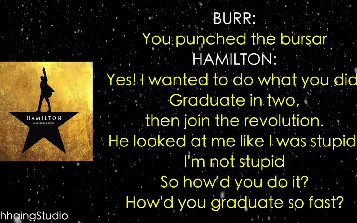 [图]亚历山大汉密尔顿百老汇音乐剧第二首Aaron Burr Sir [[VIDEO LYRICS]]