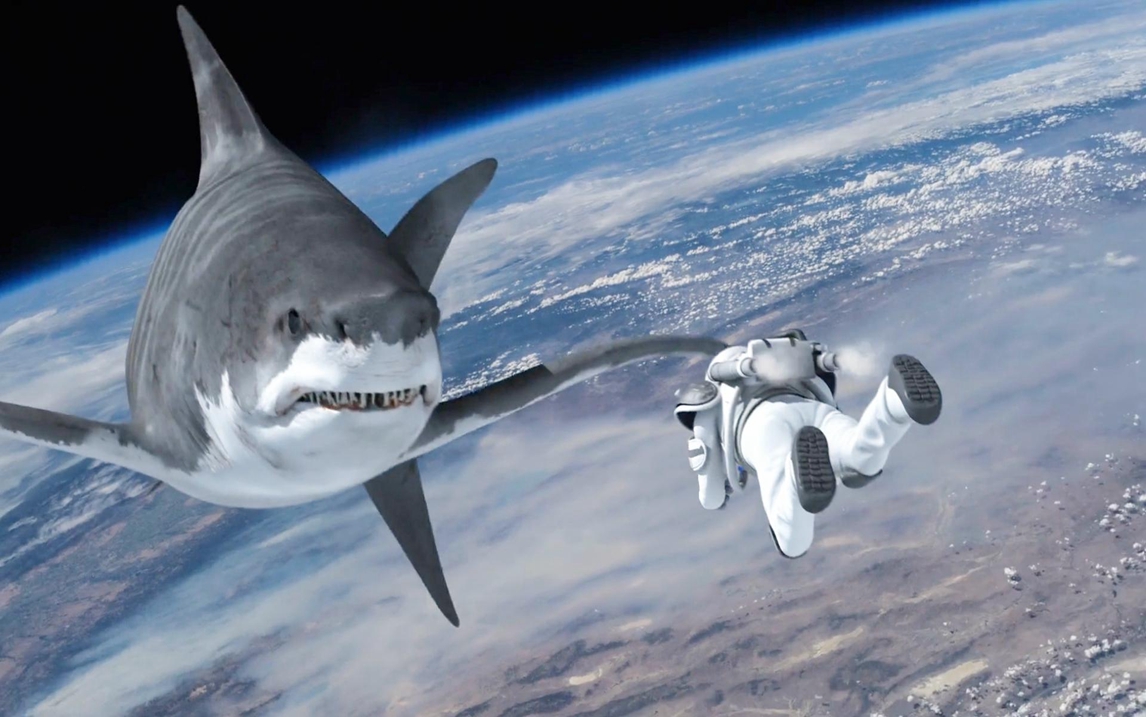鲨鱼学会在太空生活,宇航员在太空与鲨鱼战斗,一部搞笑动物电影