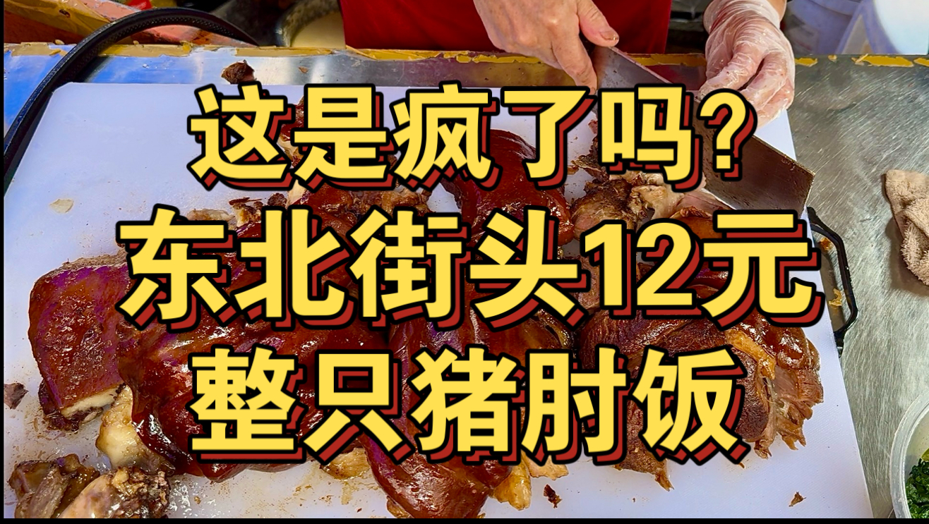 这是疯了吗？东北街头12元整只猪肘饭