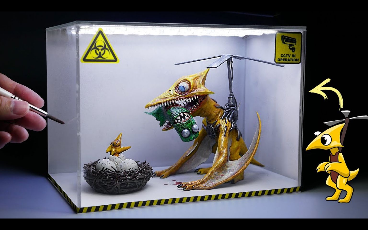 【手工】大佬制作彩虹朋友「黄色翼龙狩猎绿色朋友」写实版粘土场景