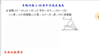 七数 专题训练三 利用平行线求角度2 哔哩哔哩 Bilibili