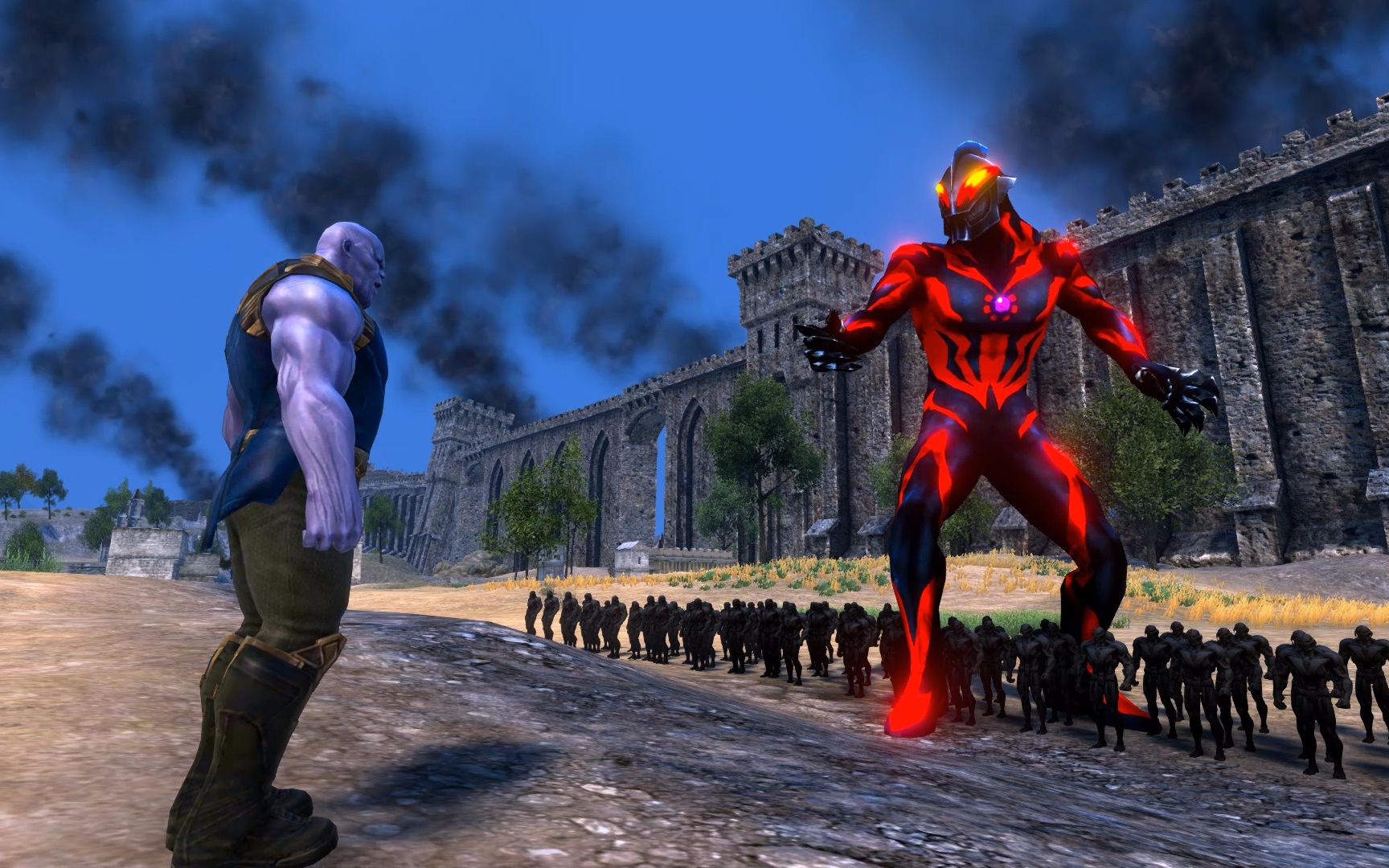 史诗战争模拟器灭霸孤身一人对战贝利亚奥特曼的奥创大军