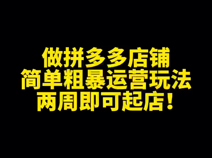 做拼多多店铺,简单粗暴的运营方法,15天快速起店!哔哩哔哩bilibili