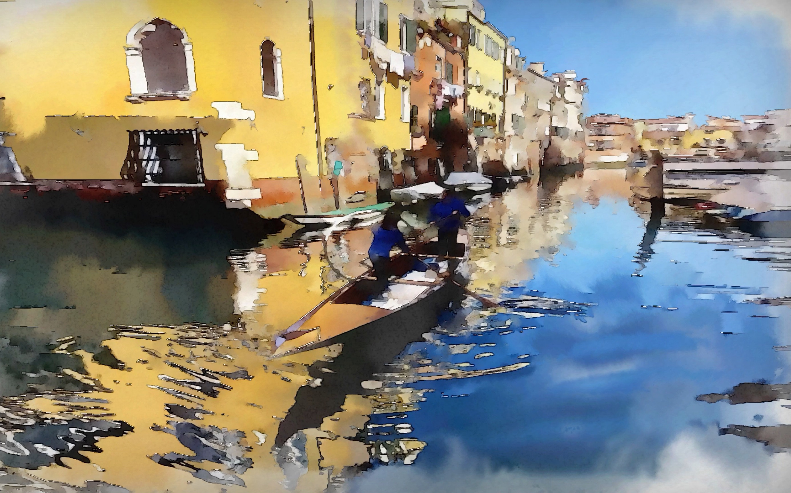 【水彩街景】水景水彩渲染全过程