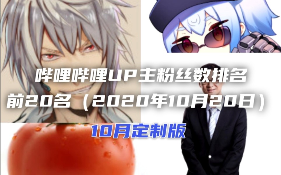 UP主粉丝数排名前20名(2020年10月20日)全收录【10月定制版】哔哩哔哩bilibili