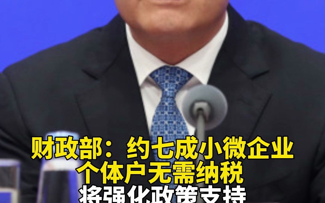 财政部:约七成小微企业、个体户无需纳税 将强化政策支持哔哩哔哩bilibili