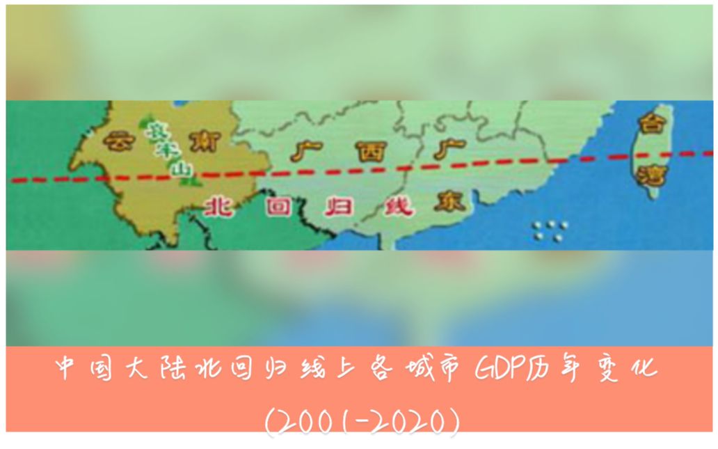 [图]中国大陆北回归线上各城市GDP历年变化（2001-2020）